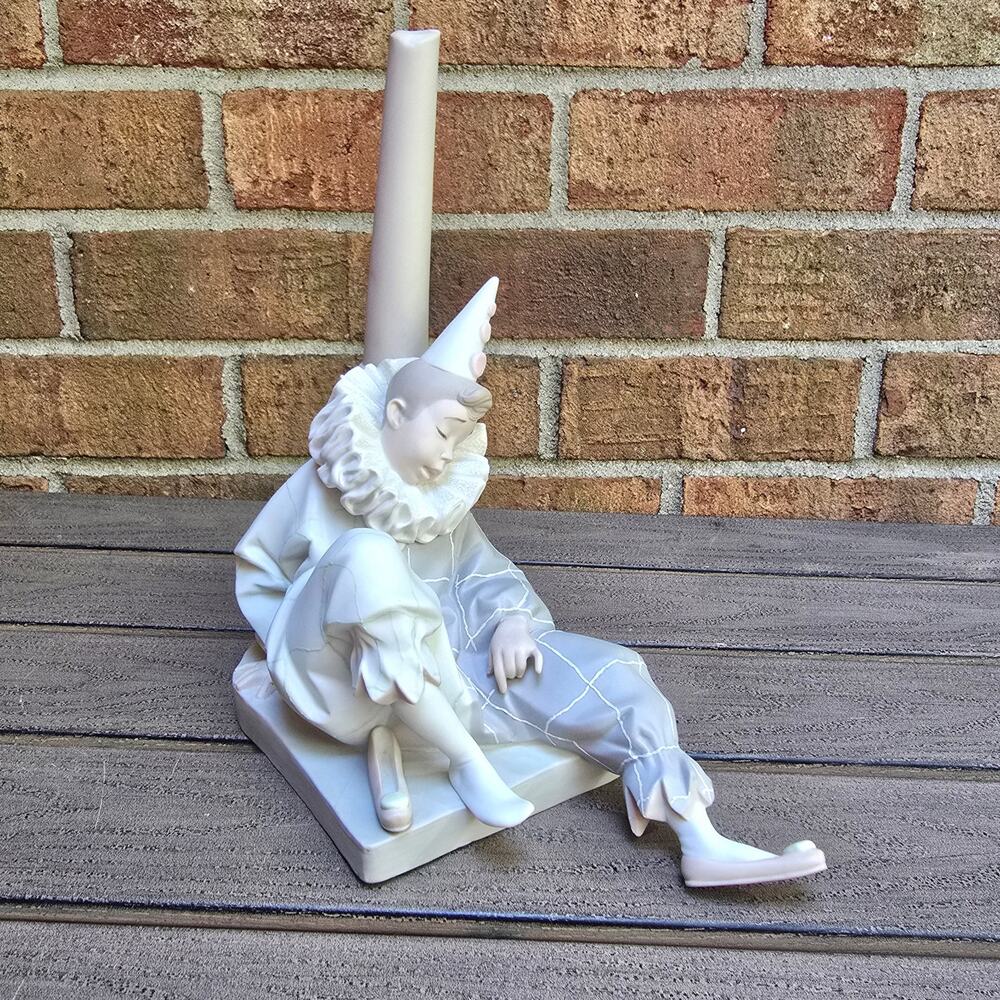 Lladró Retired Figure #4580 Mardi Gras Matte Porcelain Pierrot Clown Vtg Lladro